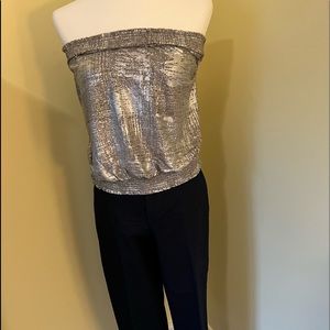 Anthropology Sexy Silver Tube Top Large NWT